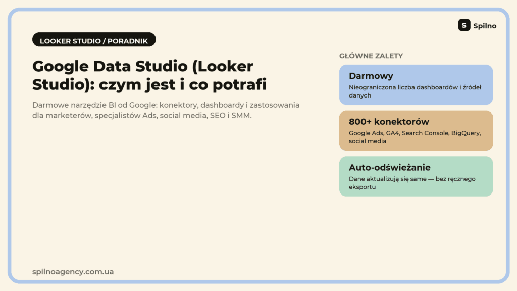 Google Data Studio (Looker Studio): czym jest i co potrafi — główne zalety