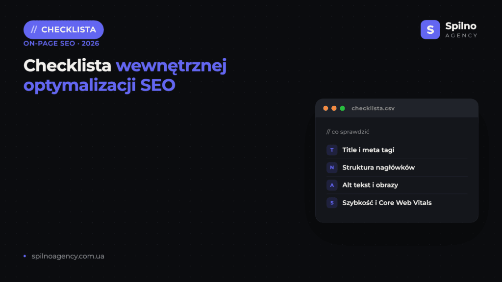 Checklista wewnętrznej optymalizacji SEO — okładka